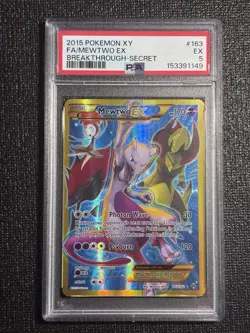 2015 Pokemon XY Breakthrough Mewtwo EX 163/162 Secret Rare Full Art Holo PSA 5 - Image 1