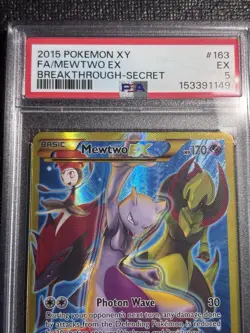 2015 Pokemon XY Breakthrough Mewtwo EX 163/162 Secret Rare Full Art Holo PSA 5 - Image 3