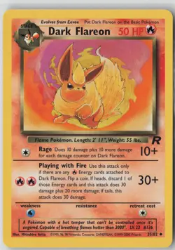 Dark Flareon 35/82 Uncommon Team Rocket Pokemon Unlimited Near Mint - Image 1