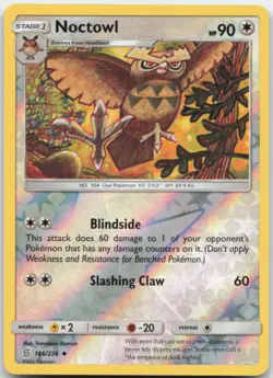 Noctowl 166/236 Reverse Holo SM - Unified Minds Pokemon Card NM - Image 1