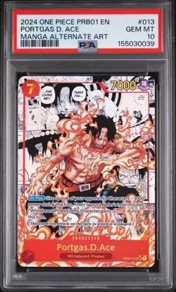 ONE PIECE PORTGAS D. ACE 2024 PRB01 CARD THE BEST #013 MANGA ALT ART PSA 10 - Image 1