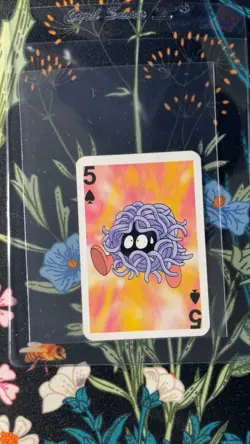 Pokemon Tangela 5 Spade 1999 Bicycle Mini Playing Card Red -S54 - Image 1