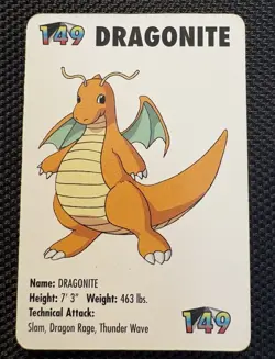 Dragonite 1998 KFC Pokemon Promotion Card #149 - Image 1