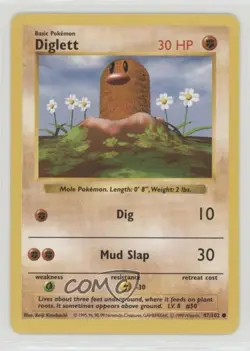 Diglett Shadowless Pokemon Base Set #47 1999 - Image 1