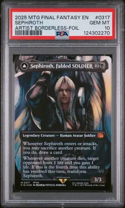 MTG FINAL FANTASY SEPHIROTH, FABLED SOLDIER/SEPHIROTH, ONE-WINGED ANGEL PSA 10 - Image 1