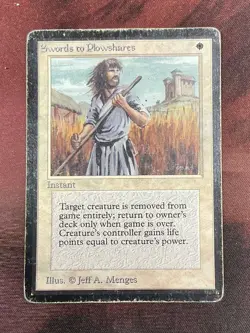 MTG BETA SWORDS TO PLOWSHARES HEAVILY PLAYED NO DAMAGE INK - Image 1