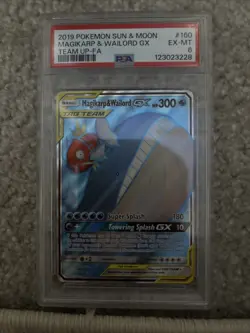 2019 POKEMON SUN & MOON TEAM UP #160 FULL ART/MAGIKARP & WAILORD GX PSA 6 - Image 3