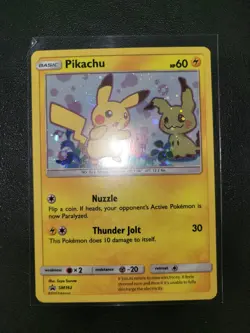 Pokemon SM162 Pikachu & SM163 Mimikyu Sun & Moon Team Up Black Star Promo Set - Image 2