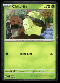 Chikorita (Cosmos Holo) 069 Holo P ME: Mega Evolution Promo Pokemon NM - Image 1
