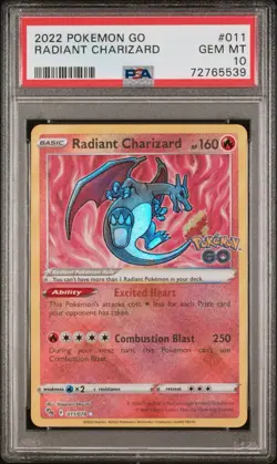 PSA 10 GEM MINT Radiant Charizard 011/078 Pokemon GO A24 - Image 1