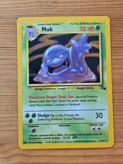 Pokemon TCG Muk Holo Rare Fossil Unlimited 13/62 LP WOTC. - Image 1