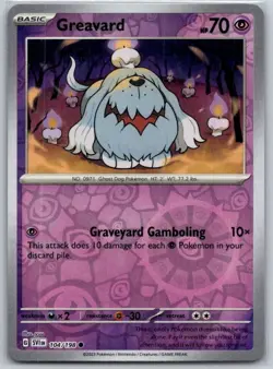 Greavard 104/198 Common Scarlet & Violet Pokemon Reverse Holo Near Mint - Image 1