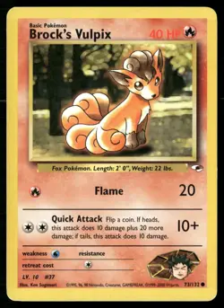Brock's Vulpix 73/132 Common Gym Heroes Pokemon Unlimited MP - Image 1