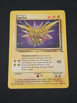 Zapdos 30/62 Fossil Regular Black Star Rare WOTC Vintage Pokemon TCG LP - Image 1