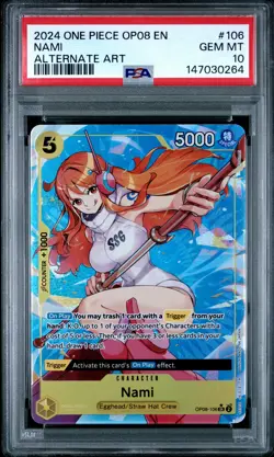 2024 ONE PIECE OP08-TWO LEGENDS ALTERNATE ART #106 NAMI PSA 10 - Image 1