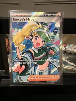 Pokemon TCG Emcee's Hype Ultra Rare Trainer Destined Rivals 220/182 NM - Image 1