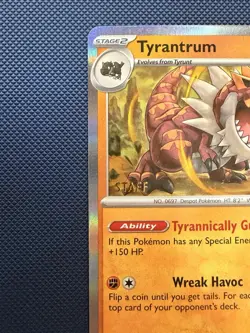 Tyrantrum 066 Perfect Order STAFF Pokemon Promo Stamped Card Near Mint Holo - Image 2
