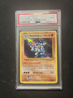 2016 POKEMON XY EVOLUTIONS #59 MACHAMP-HOLO EVOLUTIONS-PRERELEASE PSA 9 - Image 1
