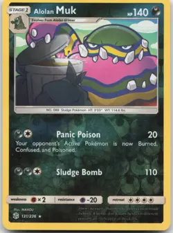 Alolan Muk 131/236 Reverse Holo SM - Cosmic Eclipse Pokemon Card NM - Image 1