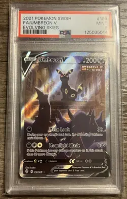 2021 POKEMON SWORD & SHIELD EVOLVING SKIES #189 FULL ART/UMBREON V PSA 9 - Image 3