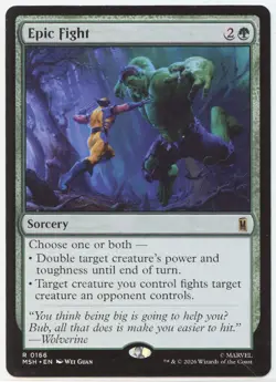 2026 MTG: Marvel Super Heroes EPIC FIGHT ! ! Wolverine vs Hulk ! Rare #166 - Image 1