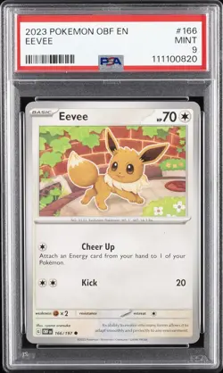 2023 POKEMON OBF EN-OBSIDIAN FLAMES #166 EEVEE PSA 9 - Image 1