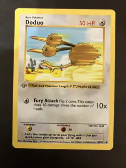 Doduo 1st Edition Shadowless 48/102 Base Set LP - Pokemon TCG Card Rare Print RD - Image 1