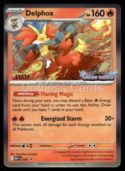 Delphox (Chaos Stamped) [Staff] 074 Holo ME: Mega Evolution Promo Pokemon NM/M - Image 1