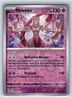 Mewtwo 150/165 Rare 151 Pokemon Reverse Holo Near Mint - Image 1