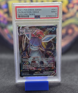 Glaceon VMAX 041/203 SWSH07: Evolving Skies Full Art Holo PSA 9 - Image 1