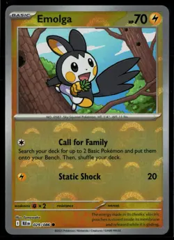 Emolga 029/086 Black Bolt POKEBALL Common Pokemon - Image 1