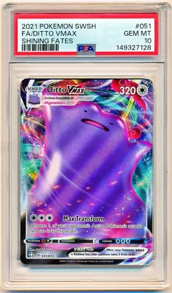 Pokemon Sword & Shield Shining Fates Ditto VMax Full Art #051 PSA 10 - POP 870 - Image 1