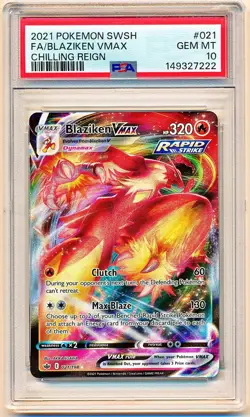 Pokemon Sword & Shield Chilling Reign Blaziken VMax Full Art #021 PSA 10 - Image 1