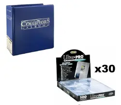 ULTRA PRO 3 RING COBALT BINDER ALBUM + 30 PLATINUM 9 POCKET SLEEVE PAGES POKEMON - Image 1