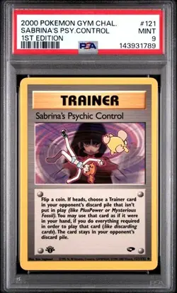 2000 Pokemon Gym Challenge 1st Edition Sabrina's Psychic Control #121/132 PSA 9 - Image 1