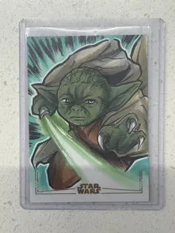 Topps Star Wars Gold Foil Yoda Sketch Card Hard Signed Autograph Kang Jing 1/1 - Image 1