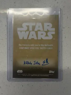 Topps Star Wars Gold Foil Yoda Sketch Card Hard Signed Autograph Kang Jing 1/1 - Image 2