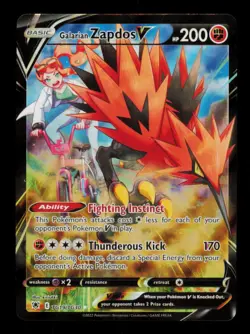 Pokemon Card Galarian Zapdos V TG19/TG30 Astral Radiance Trainer ASR NM 2022 - Image 1
