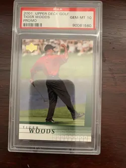 2001 Upper Deck Golf Tiger Woods PROMO PSA 10 GEM MINT (Very RARE) - Image 1