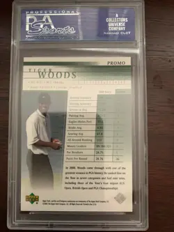 2001 Upper Deck Golf Tiger Woods PROMO PSA 10 GEM MINT (Very RARE) - Image 2