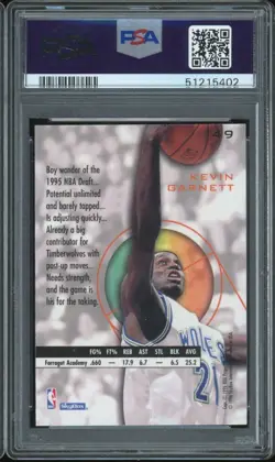 1995 Skybox E-XL #49 Kevin Garnett Rookie Blue PSA 10 - Image 2