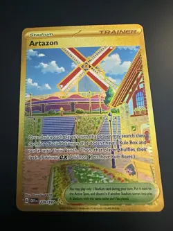 Artazon 229/197 Gold Hyper Rare Full Art Pokemon Card Obsidian Flames TCG - Image 1