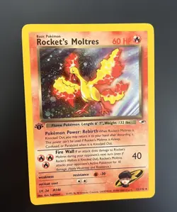 Rockets Moltres Holo Gym Heroes 12/132 1995 Pokemon Card - Image 3