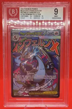 2025 Pokemon MEP Black Star Promos Mega Charizard X ex #023 BGS 9 - Image 1