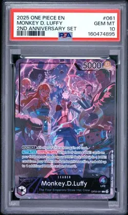 MONKEY D. LUFFY PSA 10 2025 ONE PIECE ENGLISH VERSION 2ND ANNIVERSARY SET #061 - Image 1