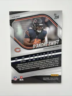 2025 PANINI PRIZM 236 D'ANDRE SWIFT GOLD SHIMMER /10 - Image 2
