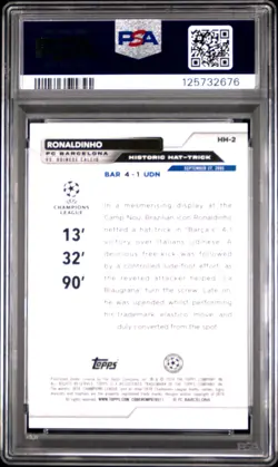 2023 Topps UEFC CC Ronaldinho Historic Hat Tricks PSA 9 FC Barcelona Insert - Image 2
