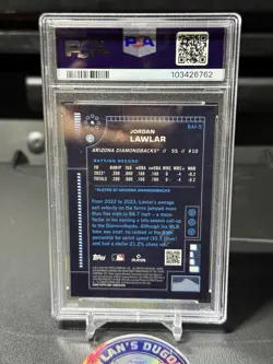 2024 Bowman Ai Jordan Lawlar #BAI-5 Orange Refractor /25 (RC) PSA 9 - Image 3