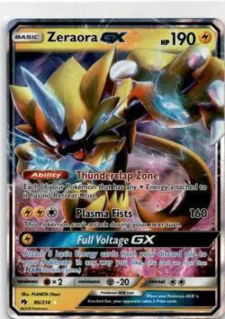 2018 Sun & Moon - Lost Thunder Pokemon Card TCG Zeraora GX #86 - Image 1
