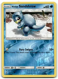 2018 Sun & Moon - Ultra Prism Pokemon TCG Card #28 Alolan Sandshrew Reverse Holo - Image 1